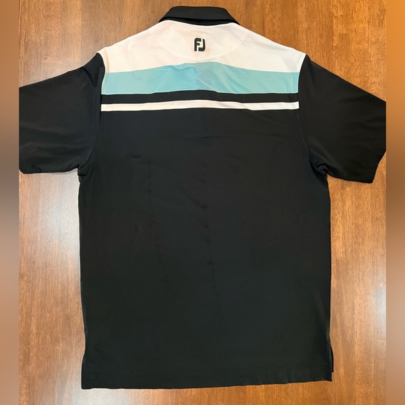 FOOTJOY Black Striped Poly Stretch Polo GOLF Shirt Mens Large. - Picture 6 of 8